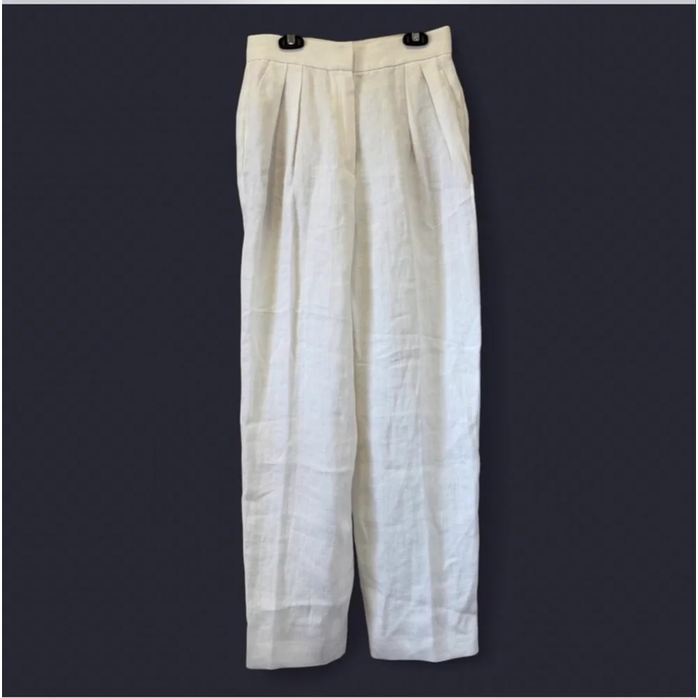 NWT Women's Massimo Dutti White Linen Trousers Size 4 - Picture 3 of 13